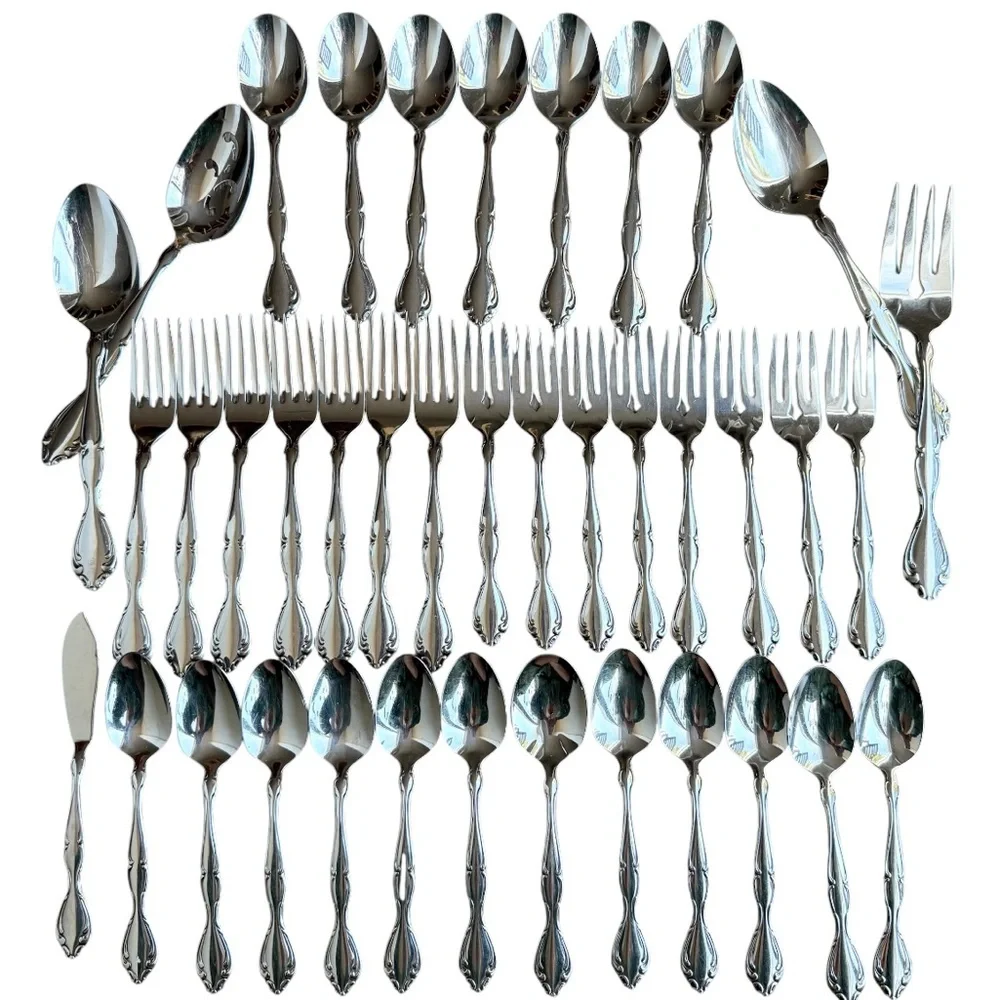 Oneida Community Contata stainless flatware set LOT 39 forks spoons utensils